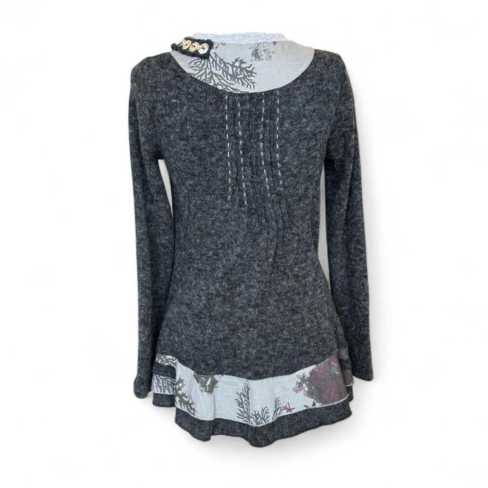 Y2K Whimsy Goth Grey Ruffle Cardigan – Fairycore Button Detail S - Picture 2 of 8